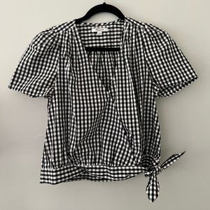 Madewell Short-Sleeve Wrap Too in Gingham Check